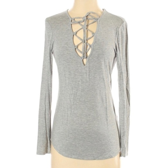 Leith Lace Up Front Long Sleeve Top Y2K - Picture 8 of 11